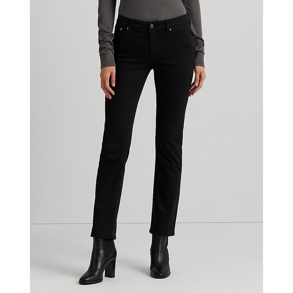 Lauren Ralph Lauren Womens Modern Straight Curvy Black Denim Jeans Classic Sz 12